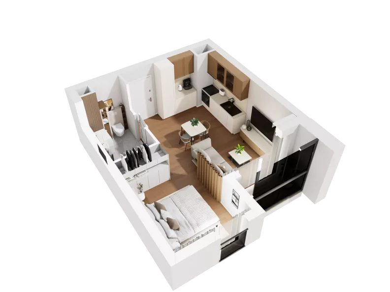 1 pokój, mieszkanie 32,21 m², piętro 5, oferta nr 5.4, Diasfera III, Łódź, Śródmieście, al. Piłsudskiego 37