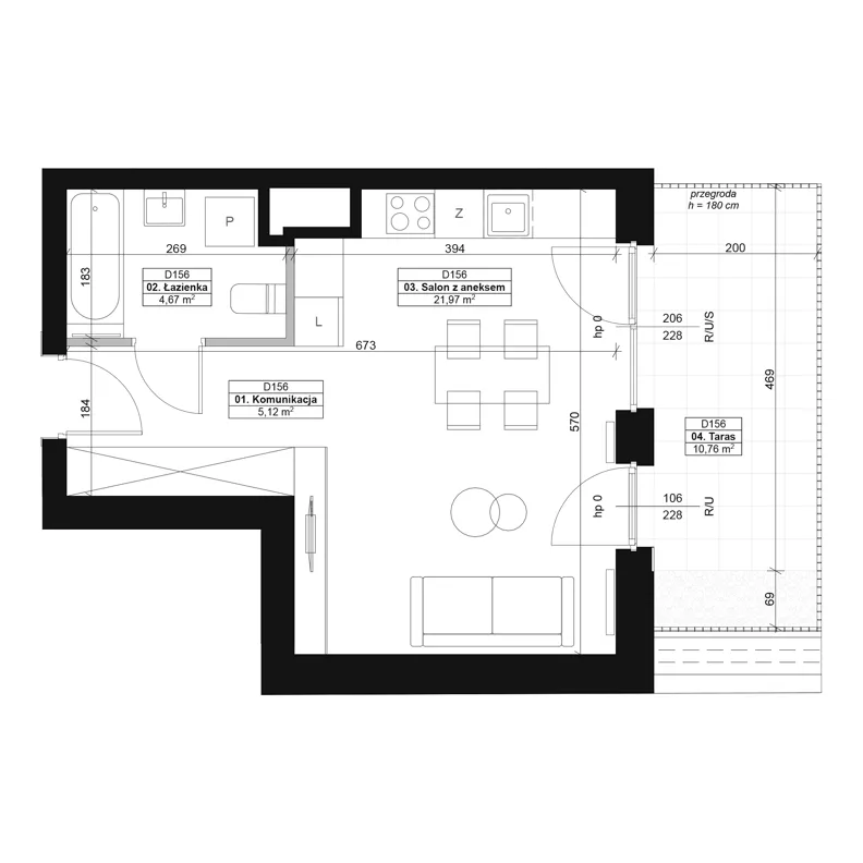 1 pokój, mieszkanie 31,76 m², piętro 1, oferta nr D156, Dyfrakcja Łódzka, Łódź, Widzew, ul. Wodna 3