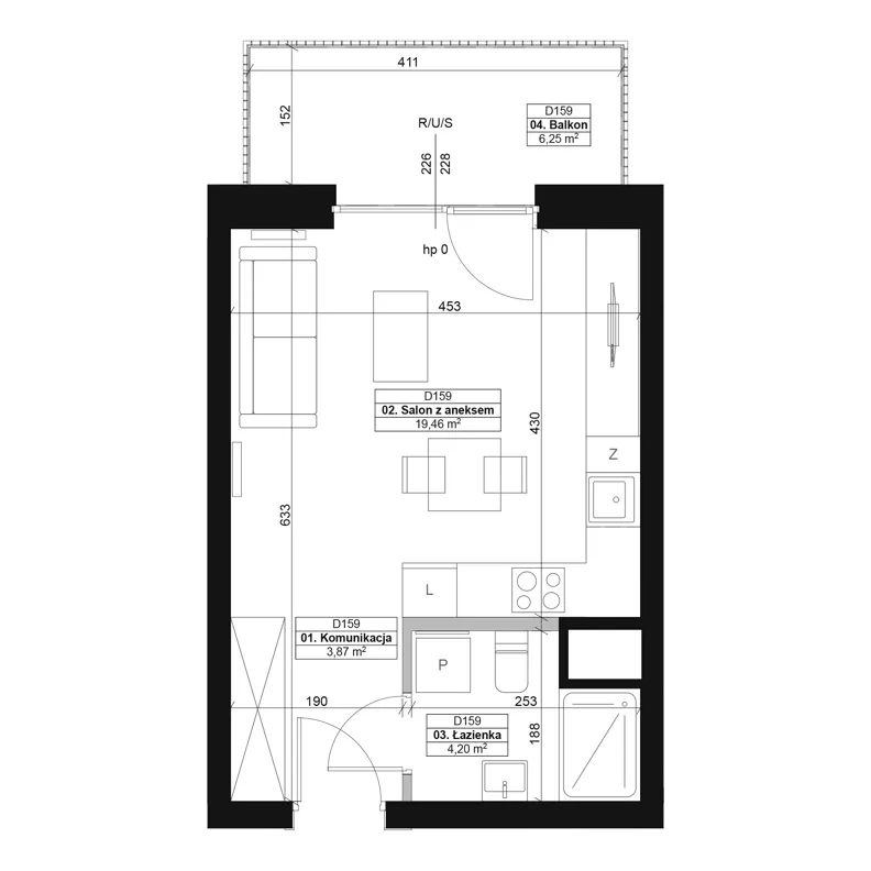 1 pokój, mieszkanie 27,53 m², piętro 1, oferta nr D159, Dyfrakcja Łódzka, Łódź, Widzew, ul. Wodna 3