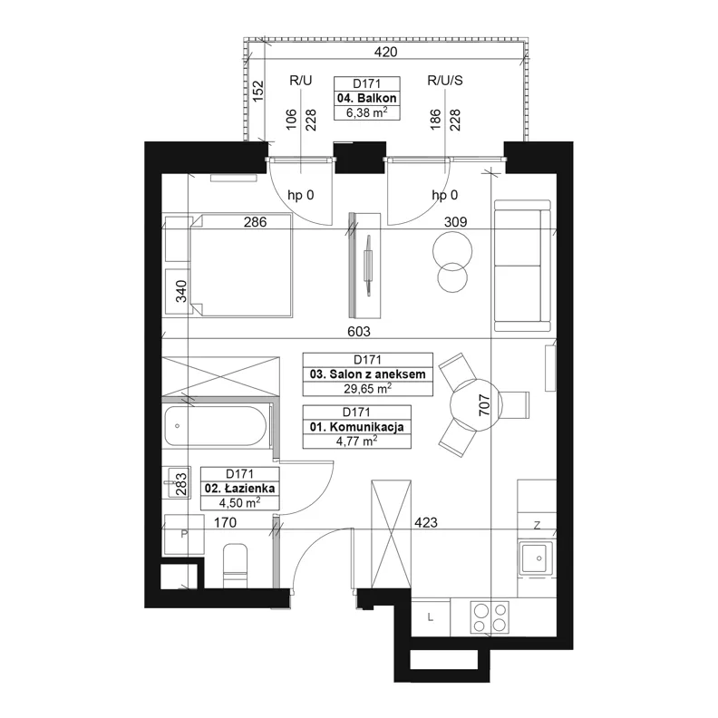 1 pokój, mieszkanie 38,92 m², piętro 2, oferta nr D171, Dyfrakcja Łódzka, Łódź, Widzew, ul. Wodna 3