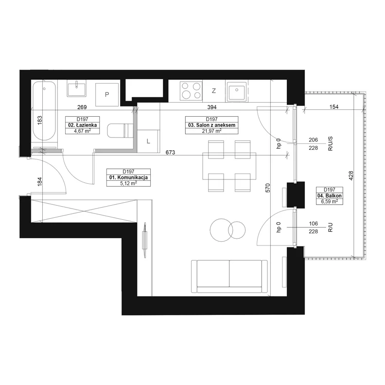1 pokój, mieszkanie 31,76 m², piętro 5, oferta nr D197, Dyfrakcja Łódzka, Łódź, Widzew, ul. Wodna 3