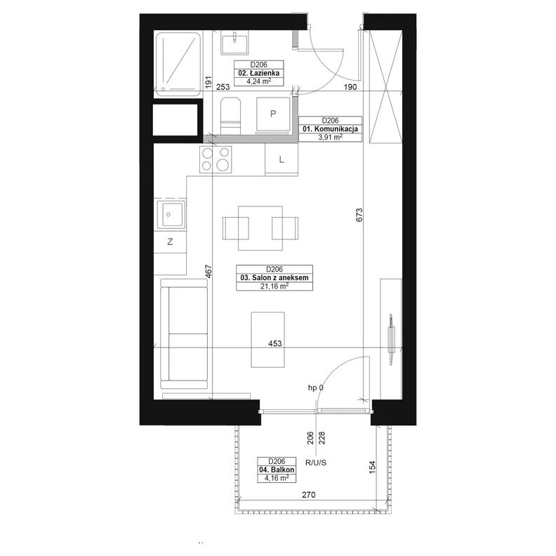 1 pokój, mieszkanie 29,31 m², piętro 5, oferta nr D206, Dyfrakcja Łódzka, Łódź, Widzew, ul. Wodna 3