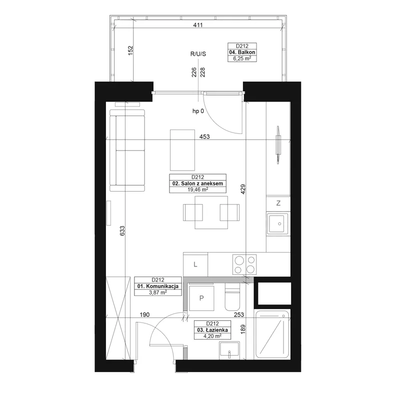 1 pokój, mieszkanie 27,53 m², piętro 6, oferta nr D212, Dyfrakcja Łódzka, Łódź, Widzew, ul. Wodna 3