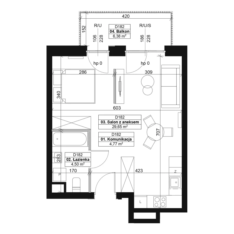 1 pokój, mieszkanie 38,92 m², piętro 3, oferta nr D182, Dyfrakcja Łódzka, Łódź, Widzew, ul. Wodna 3