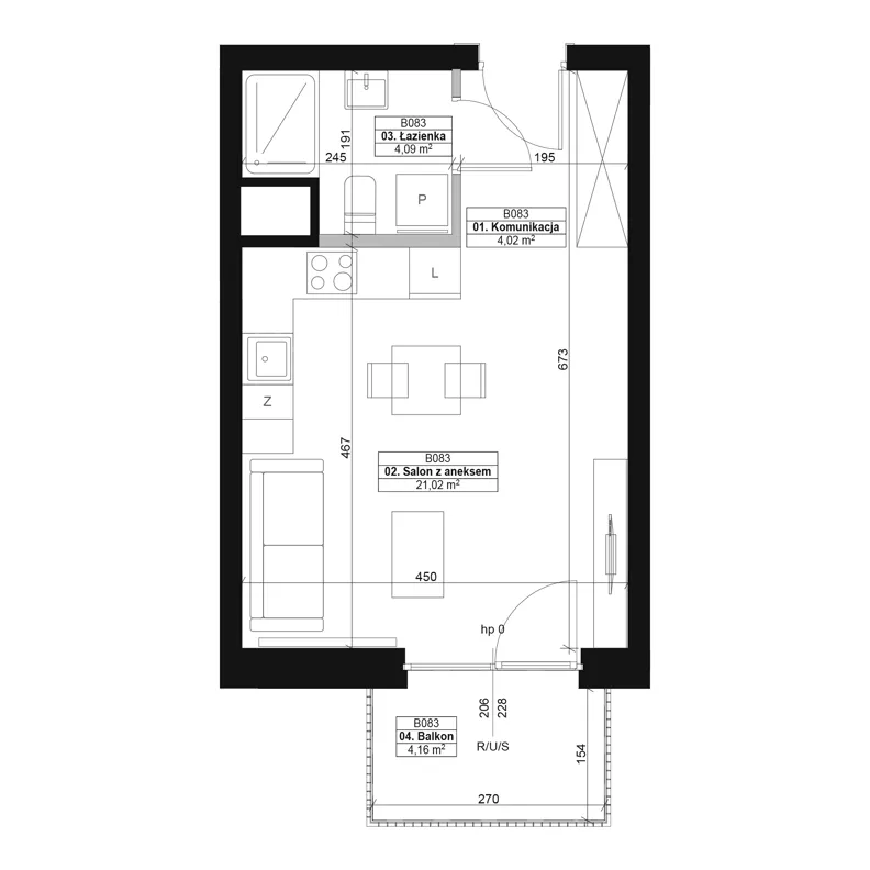 1 pokój, mieszkanie 29,13 m², piętro 3, oferta nr B083, Dyfrakcja Łódzka, Łódź, Widzew, ul. Wodna 3