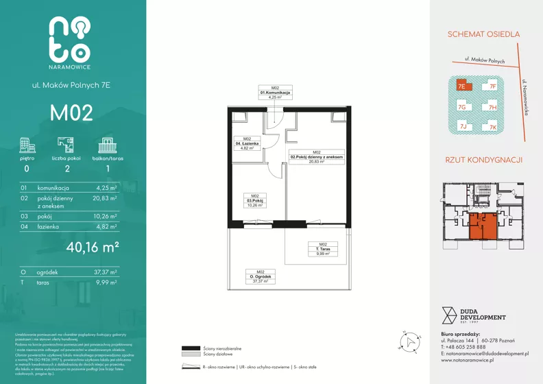 2 pokoje, mieszkanie 40,16 m², parter, oferta nr E.M02, No to Naramowice, Poznań, Naramowice, Naramowice, ul. Maków Polnych