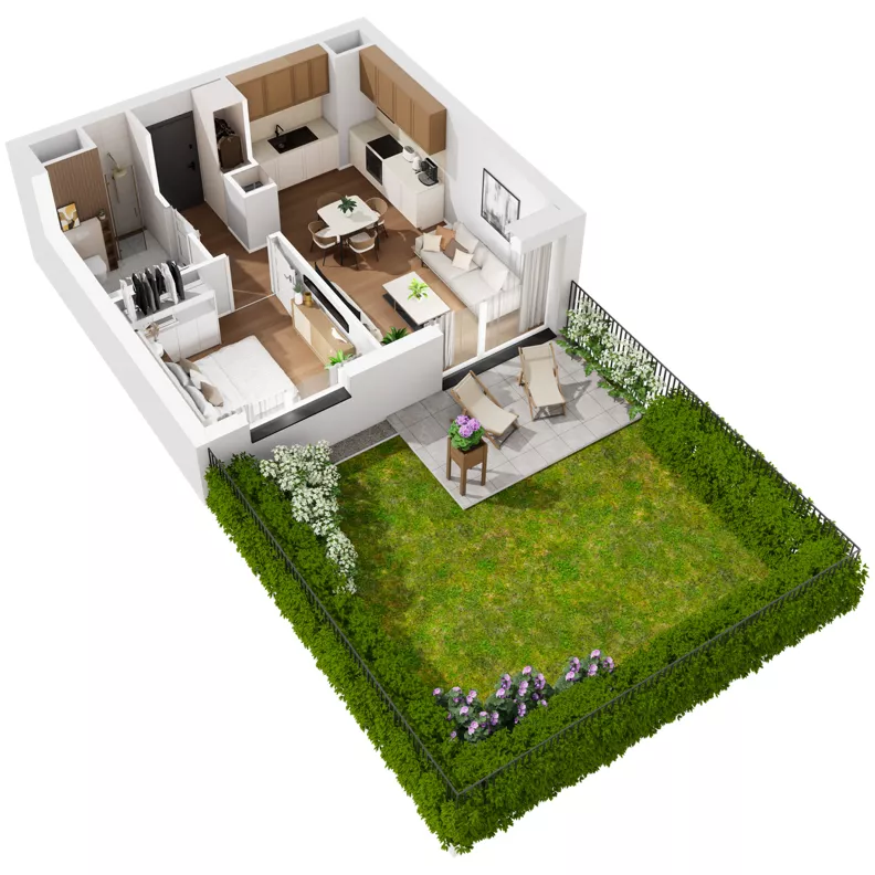2 pokoje, mieszkanie 40,16 m², parter, oferta nr E.M02, No to Naramowice, Poznań, Naramowice, Naramowice, ul. Maków Polnych