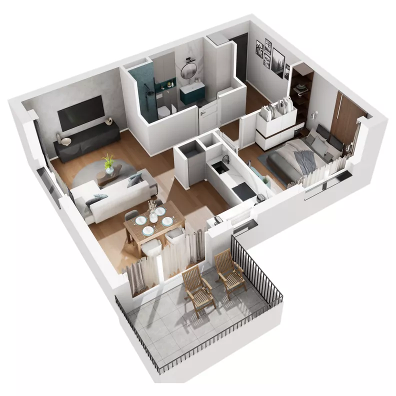 2 pokoje, mieszkanie 46,89 m², piętro 2, oferta nr E.M49, No to Naramowice, Poznań, Naramowice, Naramowice, ul. Maków Polnych