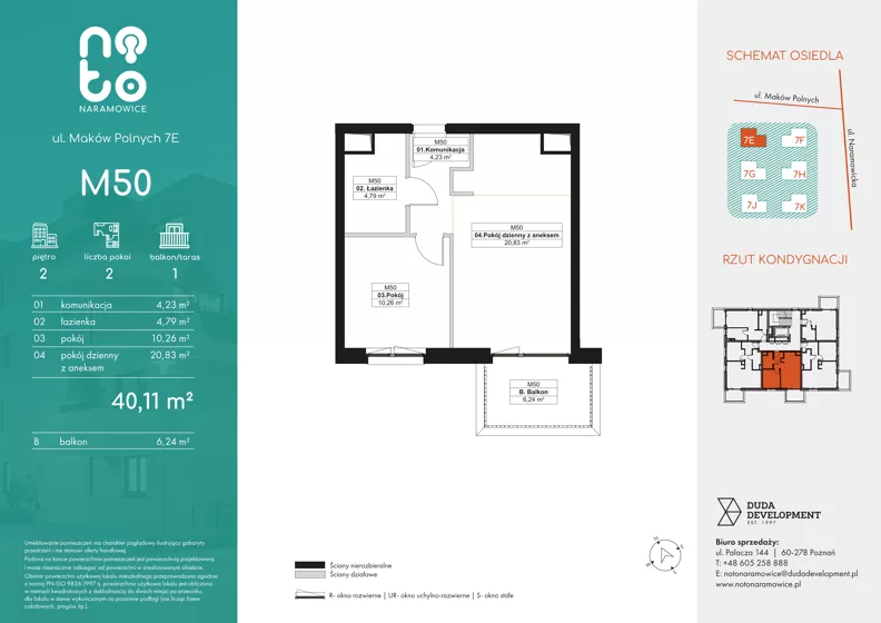 2 pokoje, mieszkanie 40,11 m², piętro 2, oferta nr E.M50, No to Naramowice, Poznań, Naramowice, Naramowice, ul. Maków Polnych