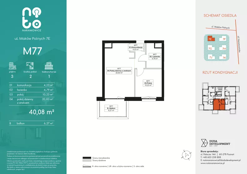 2 pokoje, mieszkanie 40,08 m², piętro 3, oferta nr E.M77, No to Naramowice, Poznań, Naramowice, Naramowice, ul. Maków Polnych