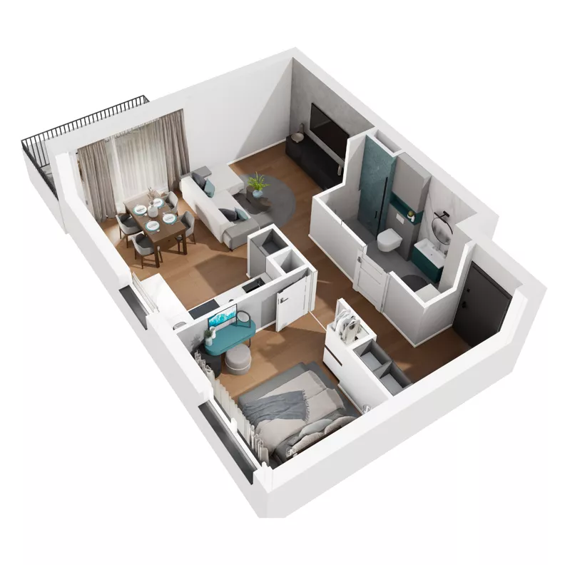 2 pokoje, mieszkanie 45,89 m², piętro 1, oferta nr F.M27, No to Naramowice, Poznań, Naramowice, Naramowice, ul. Maków Polnych