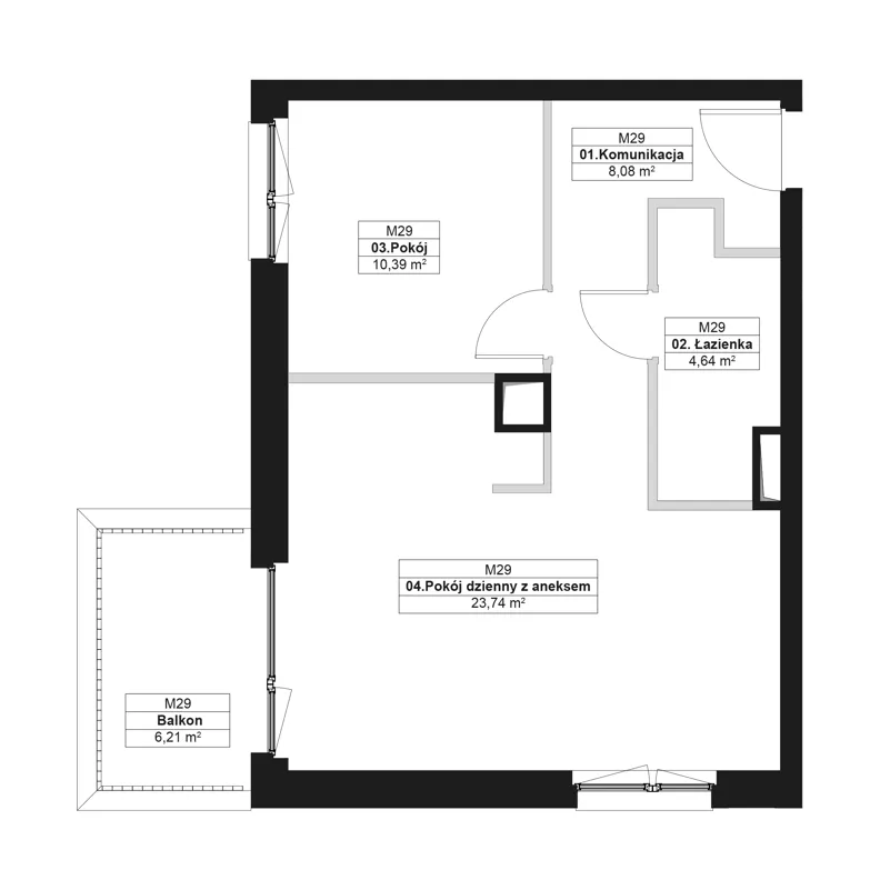 2 pokoje, mieszkanie 46,85 m², piętro 1, oferta nr F.M29, No to Naramowice, Poznań, Naramowice, Naramowice, ul. Maków Polnych