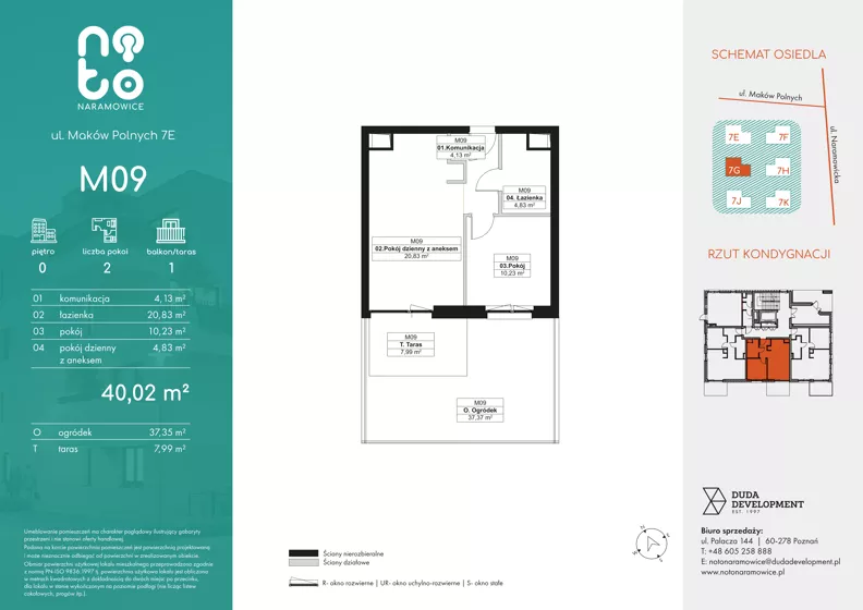 2 pokoje, mieszkanie 40,02 m², parter, oferta nr G.M09, No to Naramowice, Poznań, Naramowice, Naramowice, ul. Maków Polnych