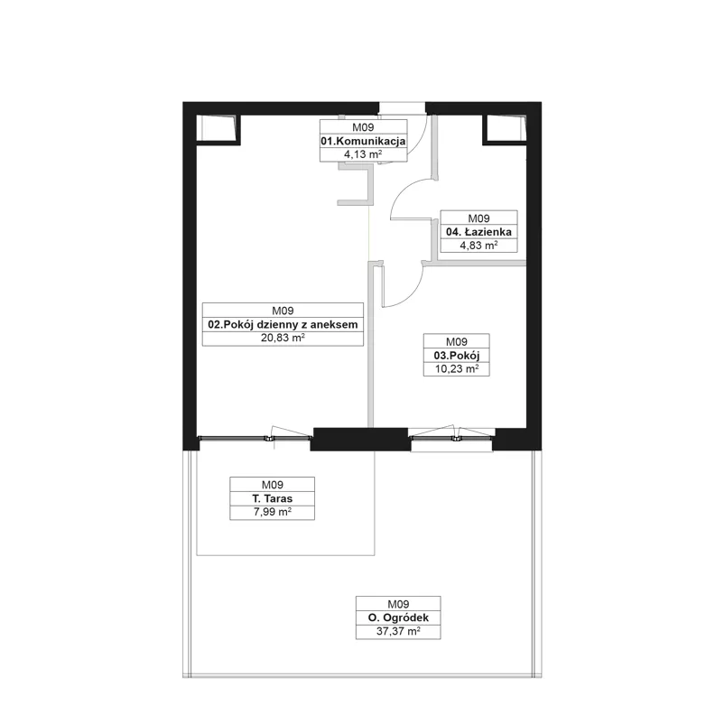 2 pokoje, mieszkanie 40,02 m², parter, oferta nr G.M09, No to Naramowice, Poznań, Naramowice, Naramowice, ul. Maków Polnych