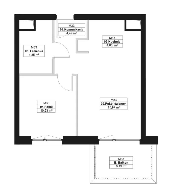 2 pokoje, mieszkanie 40,40 m², piętro 1, oferta nr G.M33, No to Naramowice, Poznań, Naramowice, Naramowice, ul. Maków Polnych