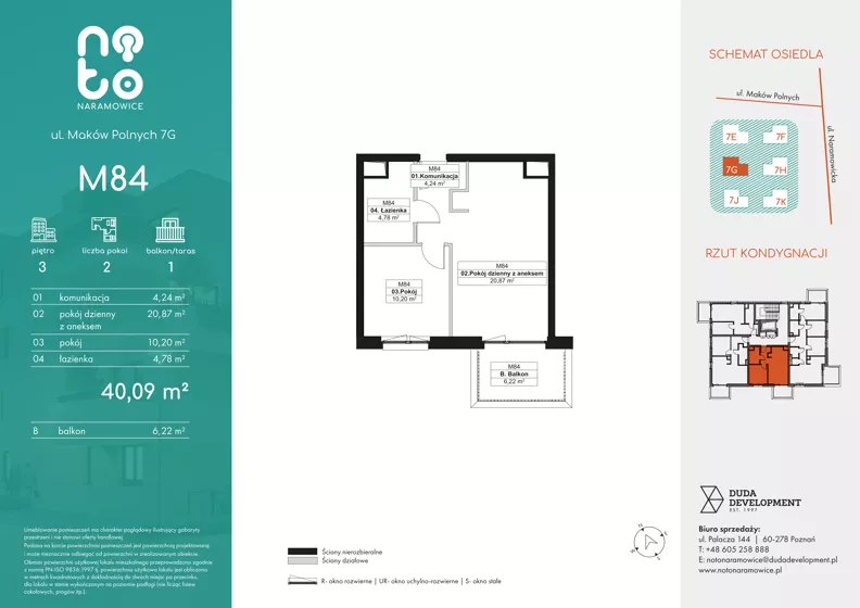 2 pokoje, mieszkanie 40,09 m², piętro 3, oferta nr G.M84, No to Naramowice, Poznań, Naramowice, Naramowice, ul. Maków Polnych