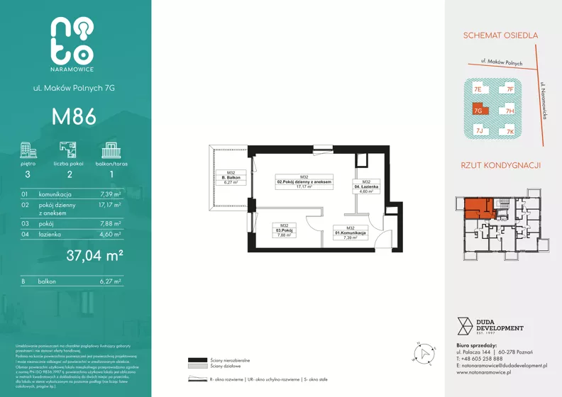 2 pokoje, mieszkanie 37,04 m², piętro 3, oferta nr G.M86, No to Naramowice, Poznań, Naramowice, Naramowice, ul. Maków Polnych