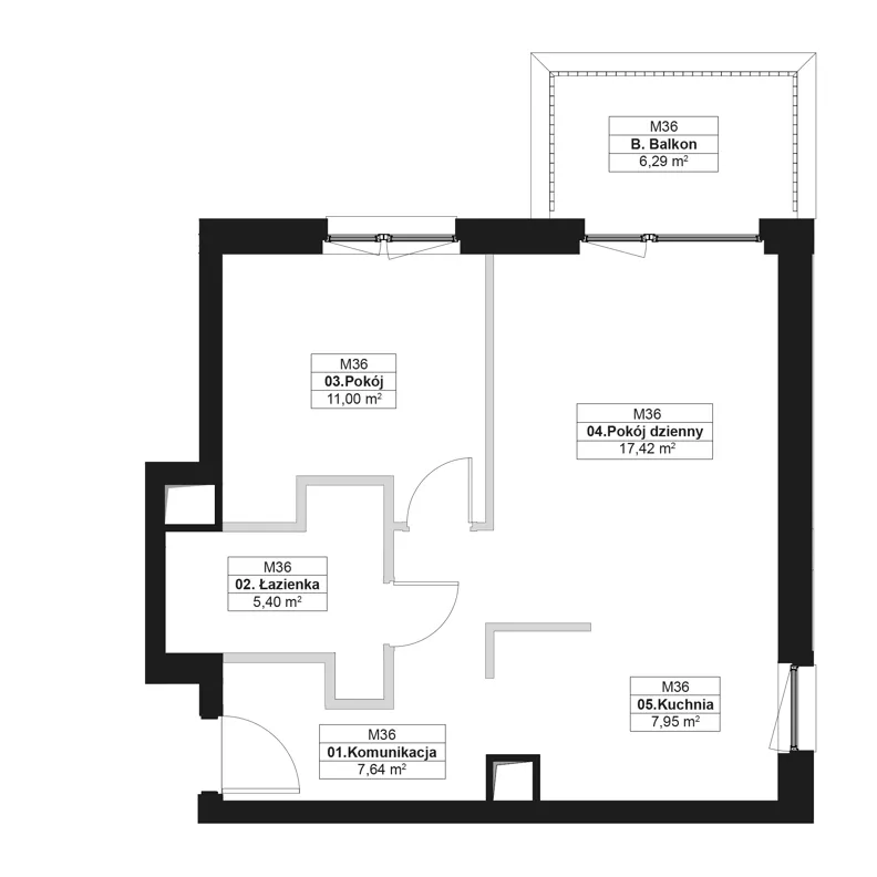 2 pokoje, mieszkanie 49,41 m², piętro 1, oferta nr H.M36, No to Naramowice, Poznań, Naramowice, Naramowice, ul. Maków Polnych