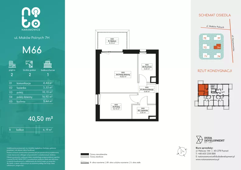 2 pokoje, mieszkanie 40,50 m², piętro 2, oferta nr H.M66, No to Naramowice, Poznań, Naramowice, Naramowice, ul. Maków Polnych