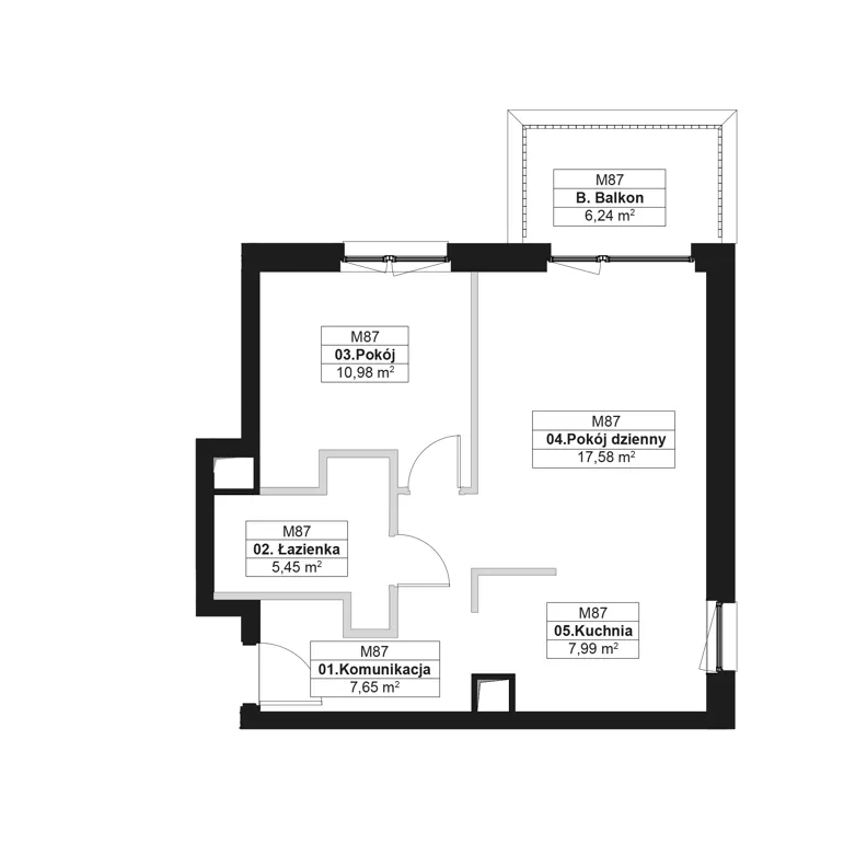 2 pokoje, mieszkanie 49,65 m², piętro 3, oferta nr H.M87, No to Naramowice, Poznań, Naramowice, Naramowice, ul. Maków Polnych