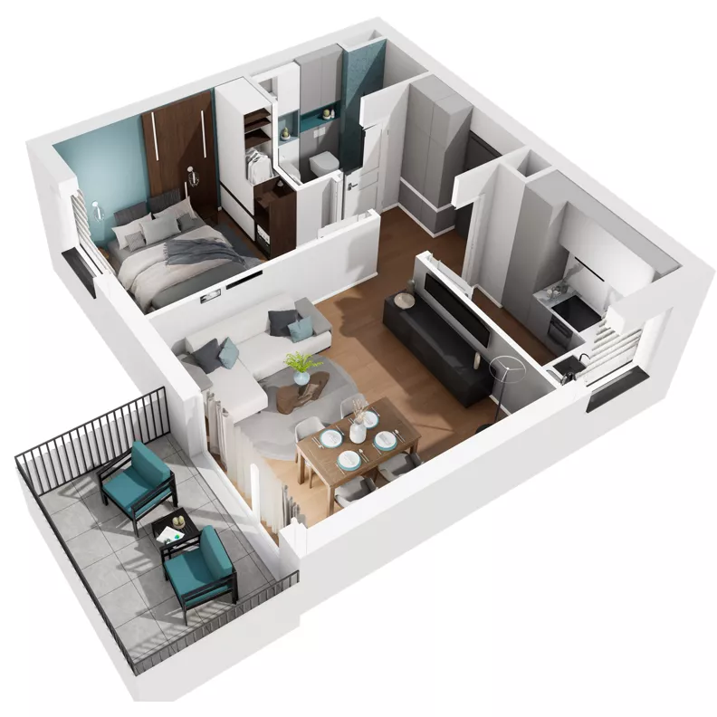 2 pokoje, mieszkanie 40,48 m², piętro 1, oferta nr J.M40, No to Naramowice, Poznań, Naramowice, Naramowice, ul. Maków Polnych