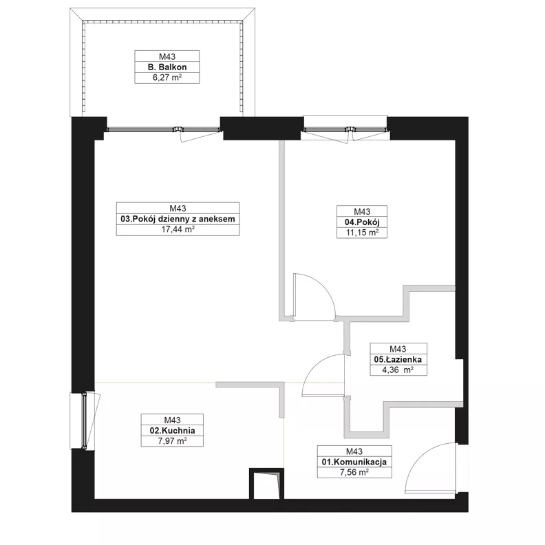 2 pokoje, mieszkanie 48,48 m², piętro 1, oferta nr J.M43, No to Naramowice, Poznań, Naramowice, Naramowice, ul. Maków Polnych