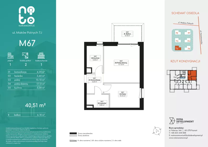 2 pokoje, mieszkanie 40,51 m², piętro 2, oferta nr J.M67, No to Naramowice, Poznań, Naramowice, Naramowice, ul. Maków Polnych