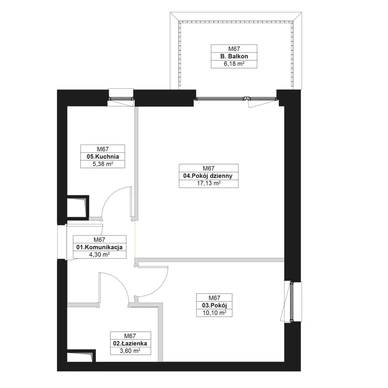 2 pokoje, mieszkanie 40,51 m², piętro 2, oferta nr J.M67, No to Naramowice, Poznań, Naramowice, Naramowice, ul. Maków Polnych