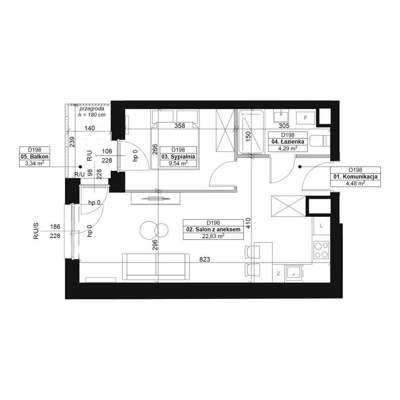 2 pokoje, mieszkanie 41,14 m², piętro 5, oferta nr D198, Dyfrakcja Łódzka, Łódź, Widzew, ul. Wodna 3
