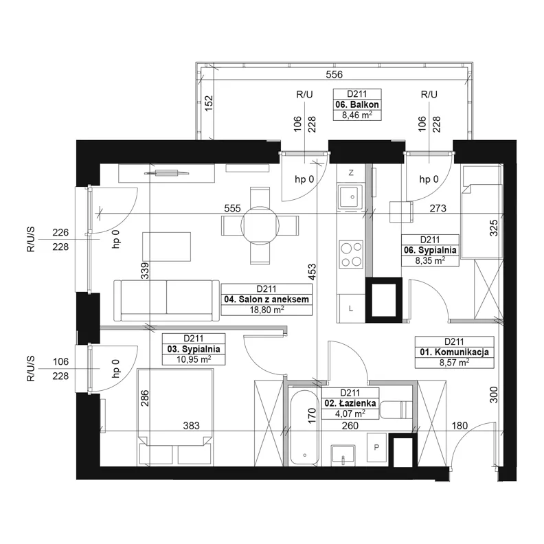3 pokoje, mieszkanie 50,74 m², piętro 6, oferta nr D211, Dyfrakcja Łódzka, Łódź, Widzew, ul. Wodna 3