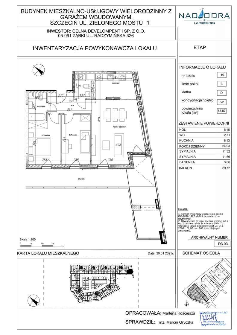 3 pokoje, mieszkanie 67,87 m², piętro 2, oferta nr D3.03, Nad Odrą, Szczecin, Śródmieście, Łasztownia, ul. Celna 4