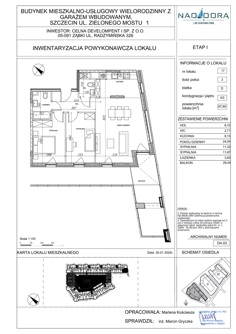 3 pokoje, mieszkanie 67,80 m², piętro 3, oferta nr D4.03, Nad Odrą, Szczecin, Śródmieście, Łasztownia, ul. Celna 4