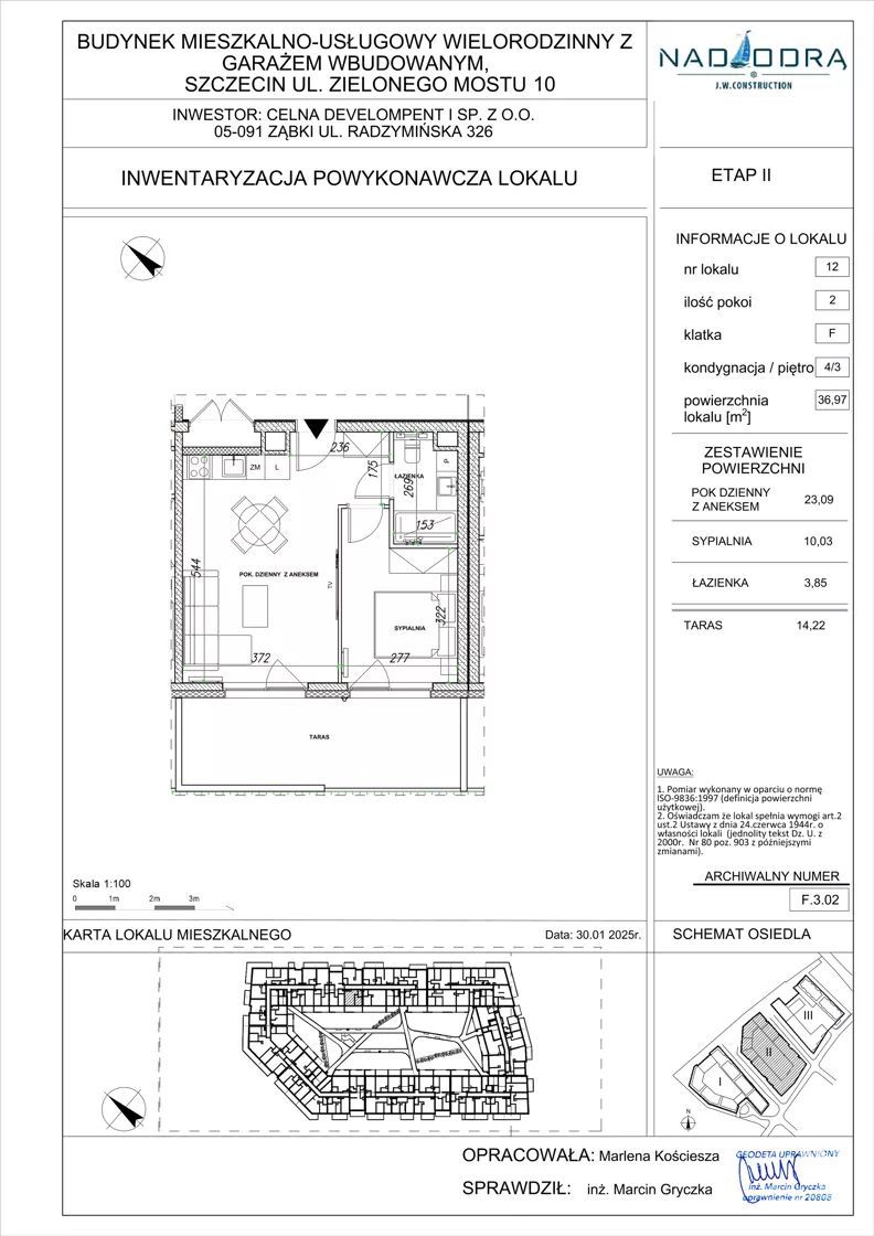 2 pokoje, apartament 36,67 m², piętro 3, oferta nr F.3.02, Nad Odrą, Szczecin, Śródmieście, Łasztownia, ul. Celna 4