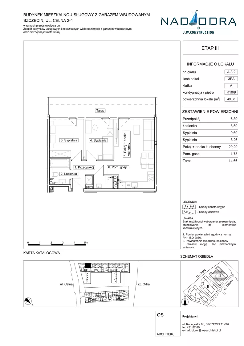 3 pokoje, mieszkanie 49,91 m², piętro 9, oferta nr A802, Nad Odrą 3, Szczecin, Śródmieście, Łasztownia, ul. Celna 4