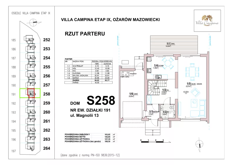 Dom 106,50 m², oferta nr S258, Villa Campina - Magnolia, Ożarów Mazowiecki, ul. Sochaczewska 258