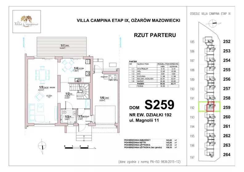 Dom 106,50 m², oferta nr S259, Villa Campina - Magnolia, Ożarów Mazowiecki, ul. Sochaczewska 258