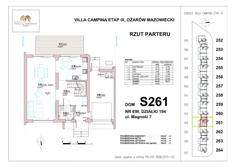 Dom 106,50 m², oferta nr S261, Villa Campina - Magnolia, Ożarów Mazowiecki, ul. Sochaczewska 258