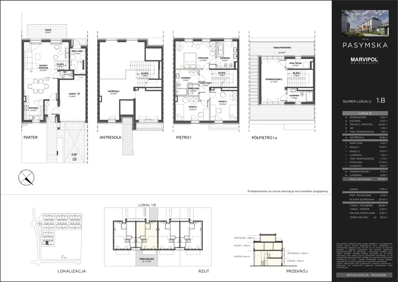 Dom i rezydencja 155,89 m², oferta nr 1B, Wille Pasymska, Warszawa, Bielany, Młociny, ul. Pasymska