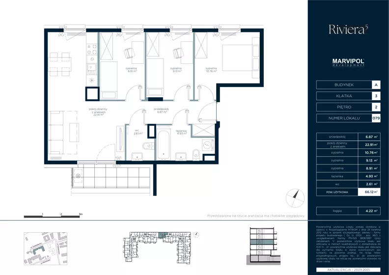 4 pokoje, mieszkanie 66,12 m², piętro 2, oferta nr A/M079, Riviera 5, Warszawa, Białołęka, Żerań, ul. Żubowiecka