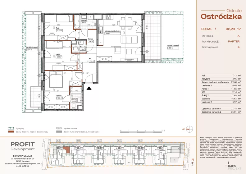 4 pokoje, mieszkanie 92,23 m², parter, oferta nr OST1/A/1/1, Ostródzka, Warszawa, Białołęka, Białołęka, ul. Ostródzka  110