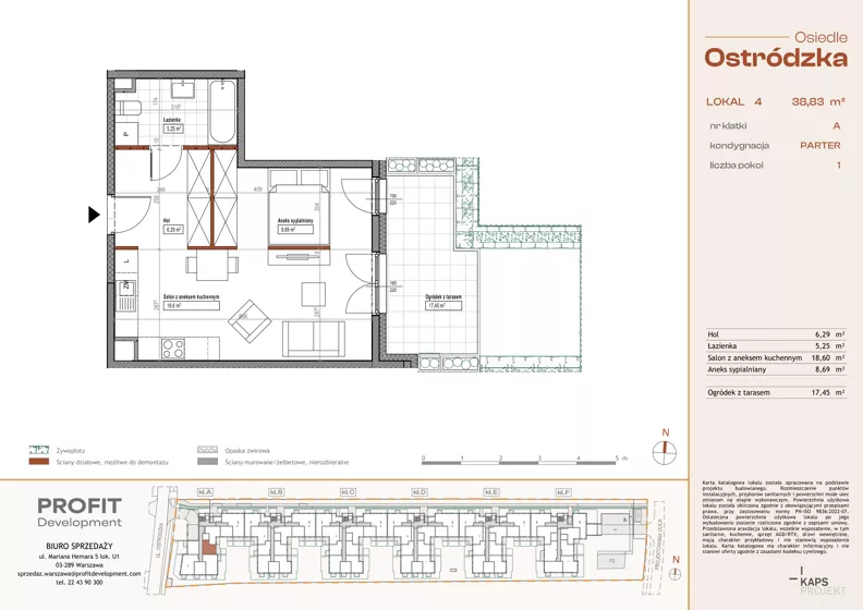 1 pokój, mieszkanie 38,83 m², parter, oferta nr OST1/A/1/4, Ostródzka, Warszawa, Białołęka, Białołęka, ul. Ostródzka 110