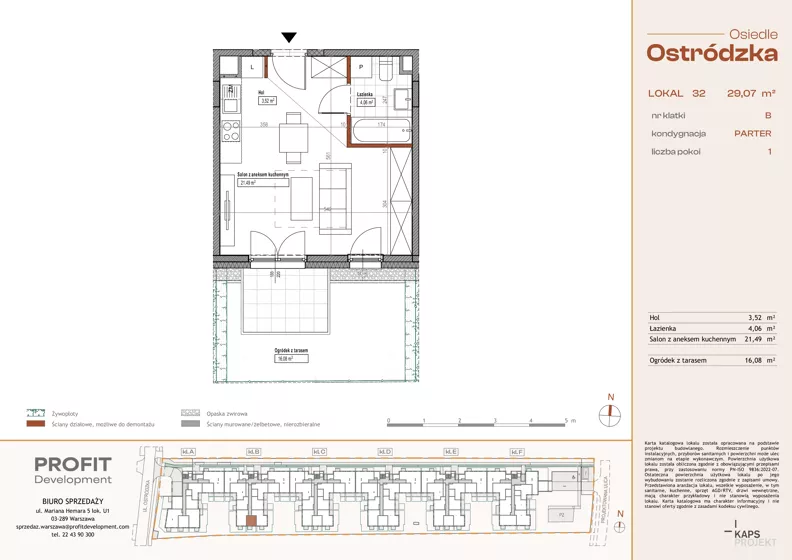 1 pokój, mieszkanie 29,07 m², parter, oferta nr OST1/B/1/32, Ostródzka, Warszawa, Białołęka, Białołęka, ul. Ostródzka 110