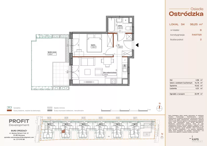 2 pokoje, mieszkanie 36,25 m², parter, oferta nr OST1/B/1/34, Ostródzka, Warszawa, Białołęka, Białołęka, ul. Ostródzka 110