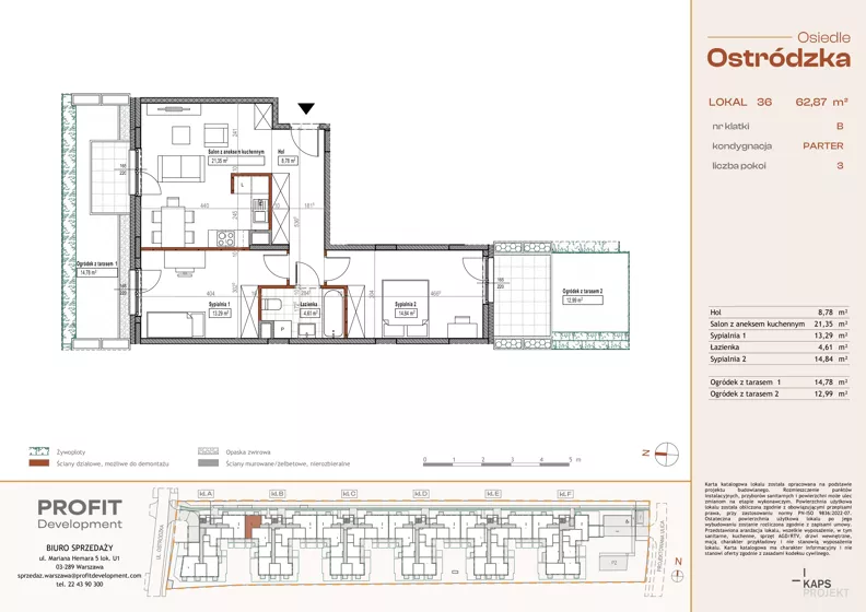 3 pokoje, mieszkanie 62,87 m², parter, oferta nr OST1/B/1/36, Ostródzka, Warszawa, Białołęka, Białołęka, ul. Ostródzka 110