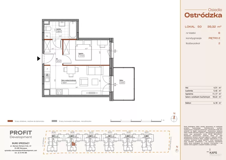 2 pokoje, mieszkanie 39,32 m², piętro 2, oferta nr OST1/B/3/50, Ostródzka, Warszawa, Białołęka, Białołęka, ul. Ostródzka 110
