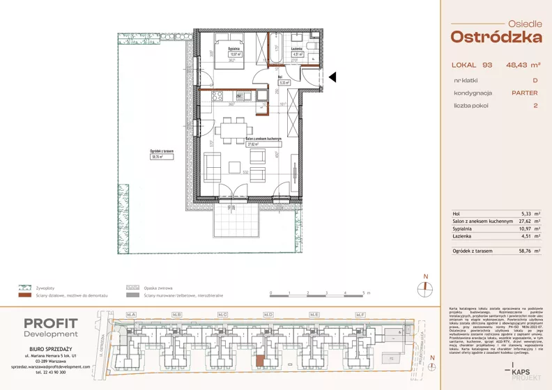 2 pokoje, mieszkanie 48,43 m², parter, oferta nr OST1/D/1/93, Ostródzka, Warszawa, Białołęka, Białołęka, ul. Ostródzka 110