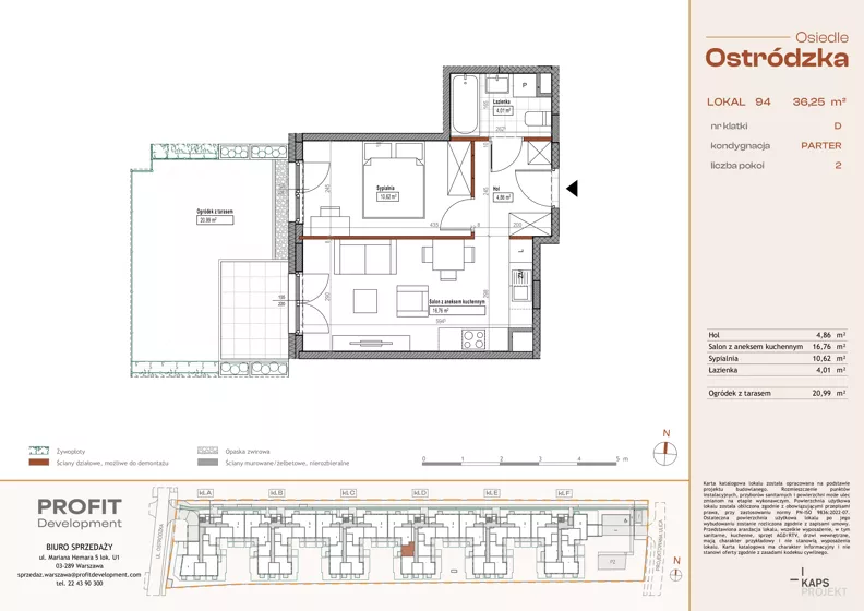 2 pokoje, mieszkanie 36,25 m², parter, oferta nr OST1/D/1/94, Ostródzka, Warszawa, Białołęka, Białołęka, ul. Ostródzka 110