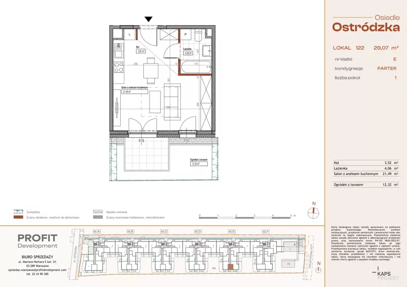1 pokój, mieszkanie 29,07 m², parter, oferta nr OST1/E/1/122, Ostródzka, Warszawa, Białołęka, Białołęka, ul. Ostródzka 110