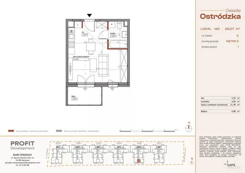 1 pokój, mieszkanie 29,07 m², piętro 2, oferta nr OST1/E/3/142, Ostródzka, Warszawa, Białołęka, Białołęka, ul. Ostródzka 110