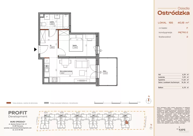 2 pokoje, mieszkanie 40,18 m², piętro 2, oferta nr OST1/F/3/165, Ostródzka, Warszawa, Białołęka, Białołęka, ul. Ostródzka 110